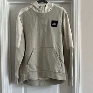 Adidas Men's Two-Tone Green and Cream Hoodie